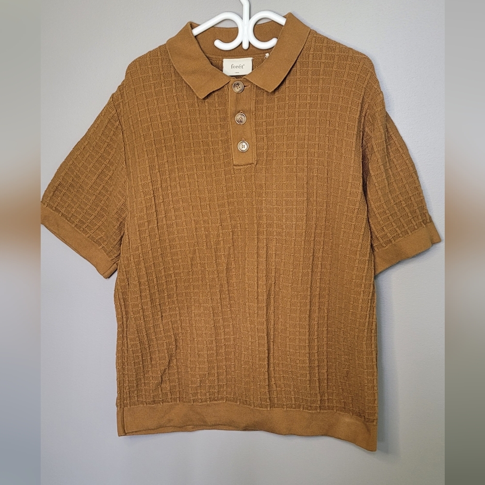 Foret Loch Men's Knit Polo L Organic Cotton Nature Inspired Elevated Basics